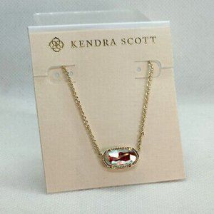 NWT Elisa Gold Necklace Dichroic Glass Brand New with Dust Bag